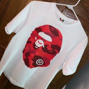 Bape ape head red camo tee